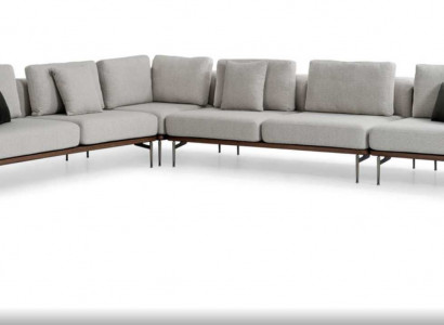 Living room corner sofa L-shape wood modern with luxury design corner suite